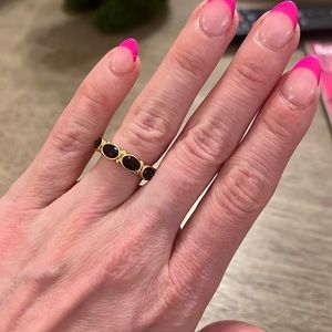 Julie Vos “Mykonos” ring in obsidian black and gold, size 7, brand new